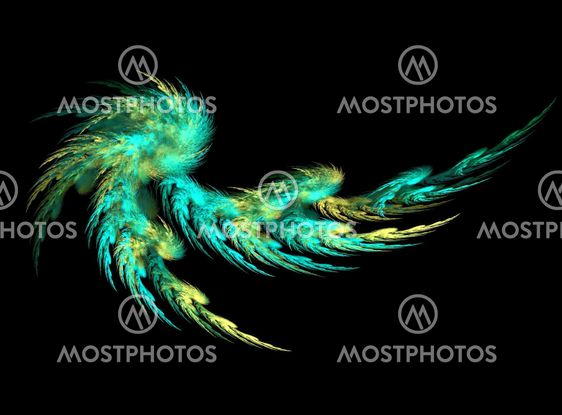 Green abstract feather