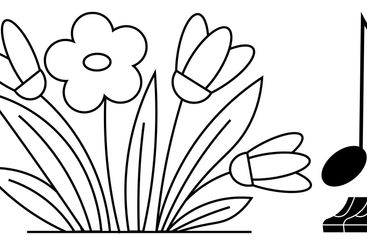 Blooming Flowers and Musical Note Fusion of Nature and...