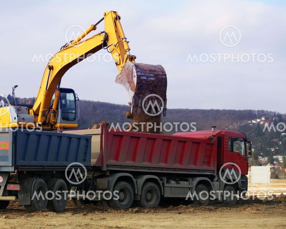 Yellow excavator