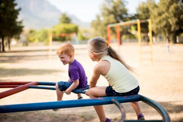 Fun, playground and back with kids in park for growth,...