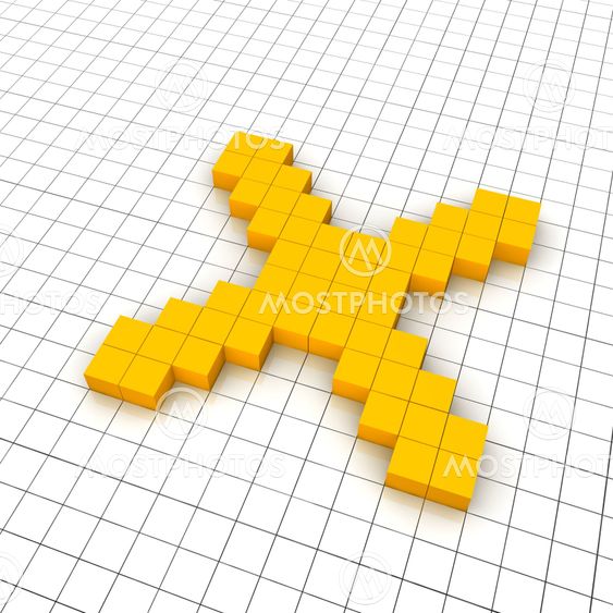 Cross 3d icon in grid