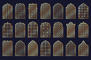 Arabian ornamental window arches. Traditional islamic...