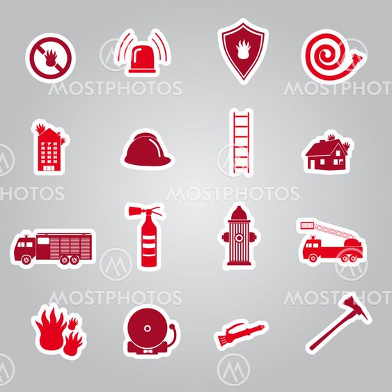 fire brigade stickers set eps10
