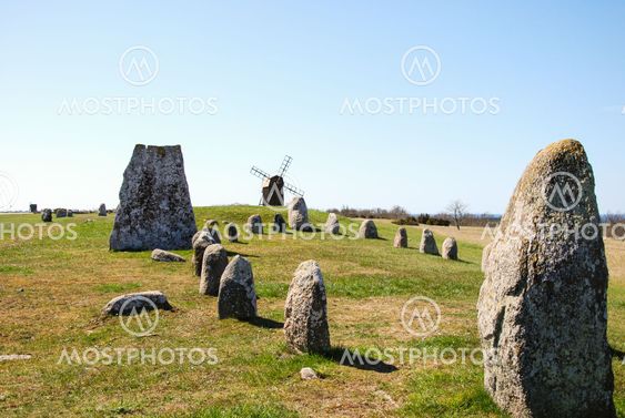Windmill at an ancient graveyard