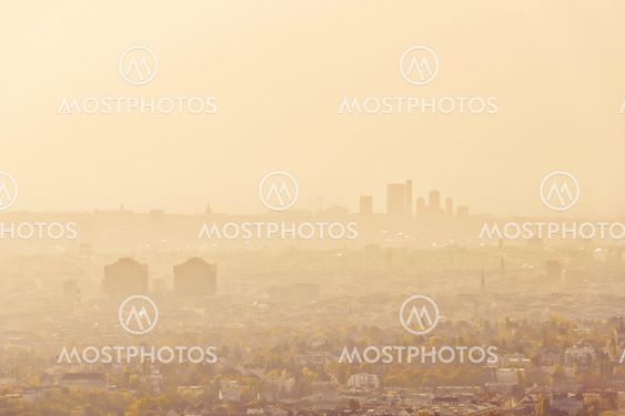 Vienna cityscape during hazy morning light in autumn