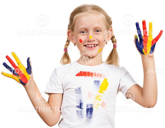 girl with painted hands