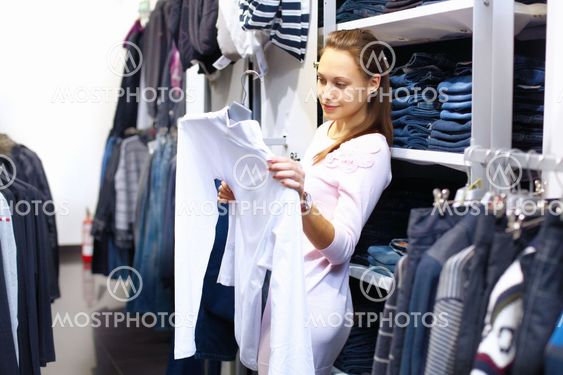 Shopping in clothes store