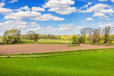 Beautiful rural landscape with fields in spring