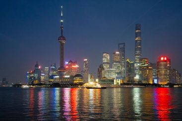 Shanghai skyline at dusk, China