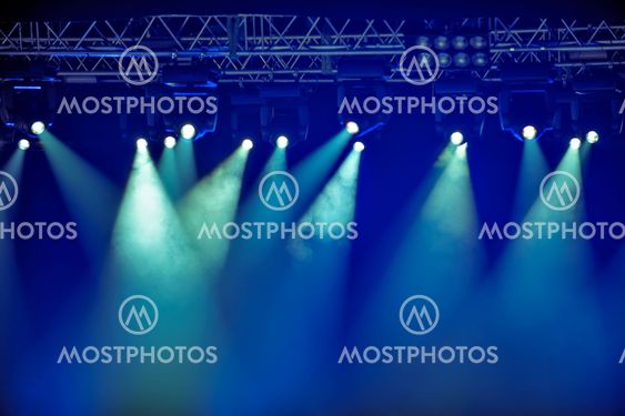 Blue stage spotlights