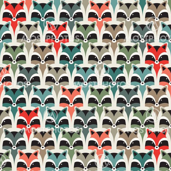 seamless raccoon pattern