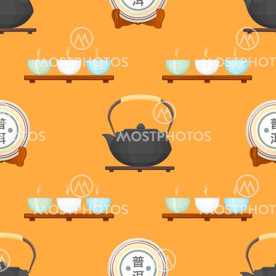 tea puer ceremony seamless pattern