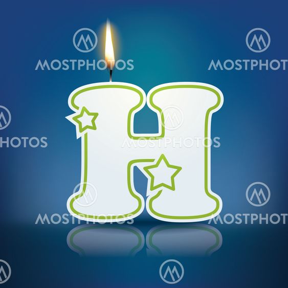 Candle letter H with flame