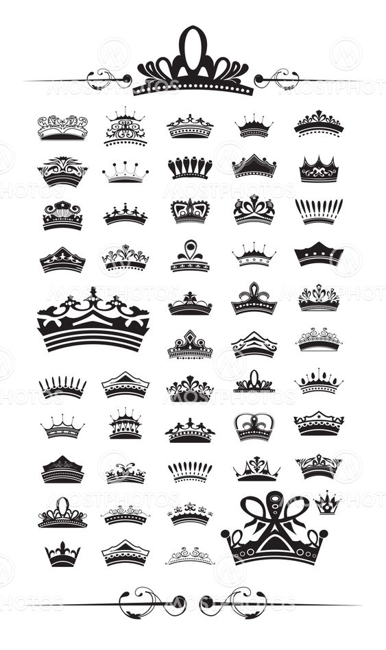 silhouettes Vector set of 50 crown