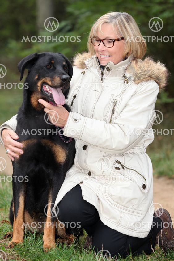 Woman walking her dog