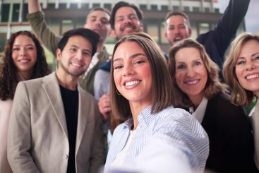 Corporate Event: Multiracial Business Team Taking Selfie