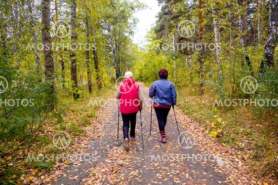 Senior ladies nordic walking