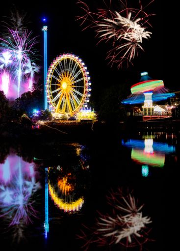 Fireworks at a fairground