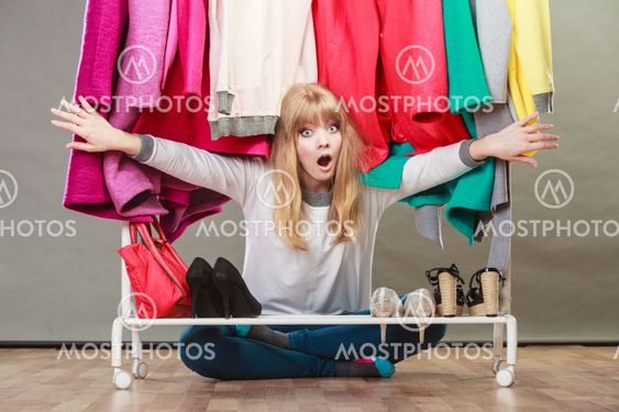 Pretty woman under clothes.
