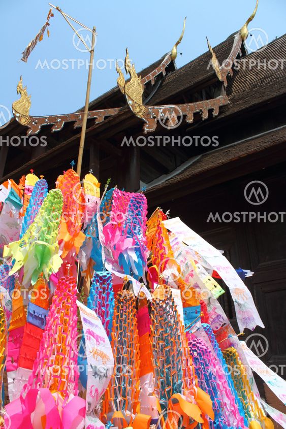 Color paper flag for Buddha worship