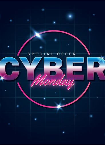 Retro futuristic cyber monday concept