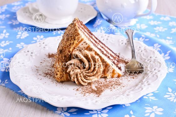Brown cake with cream