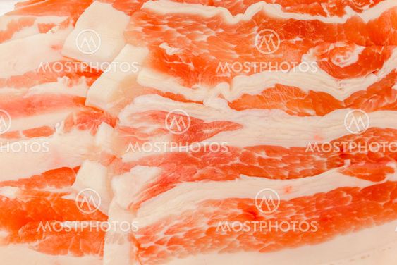Close up of Slide raw pork .