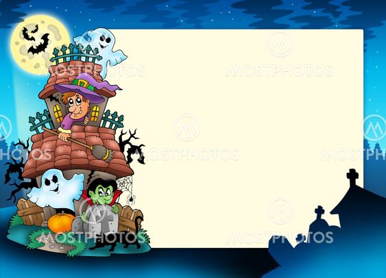 Frame with haunted house