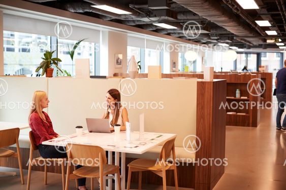 Two Young Businesswomen Having Informal Interview In...