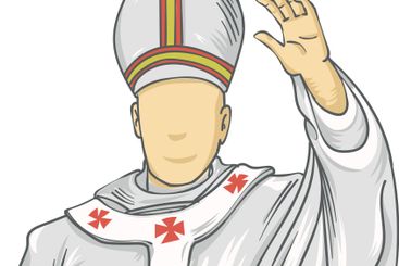 Christian Pope Flat Style Greeting. Vector Illustration