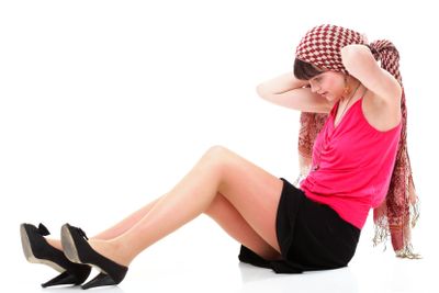 Full length woman in a turban isolated