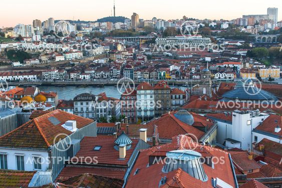 Bird\'s-eye view of old Porto downtown, Portugal.