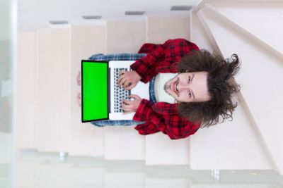freelancer in bathrobe working from home