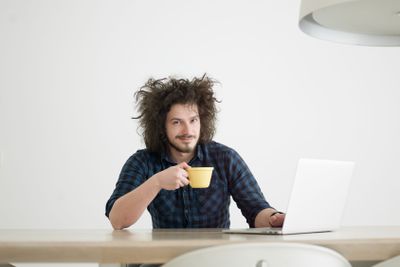 man working from home