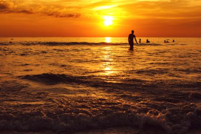 Tropical sunset at sea coastline