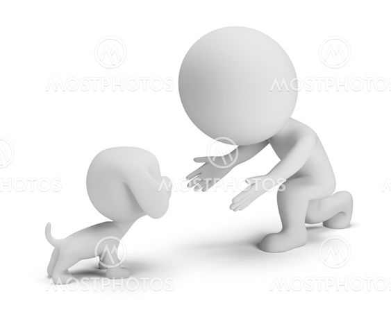 3d small people - communication with the pet