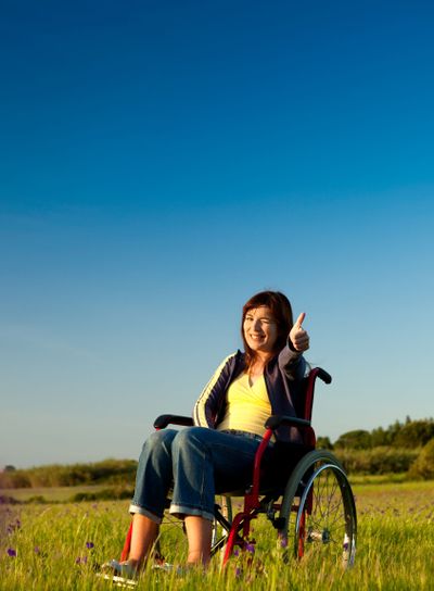 Handicapped woman on wheelchair