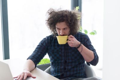 man working from home