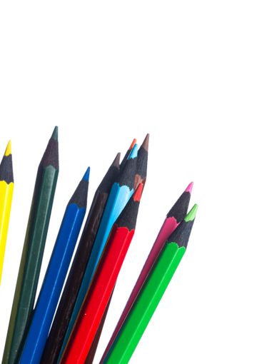 Colorful collection of colored pencils arranged for...