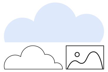 Cloud computing concept with outlined cloud, image...