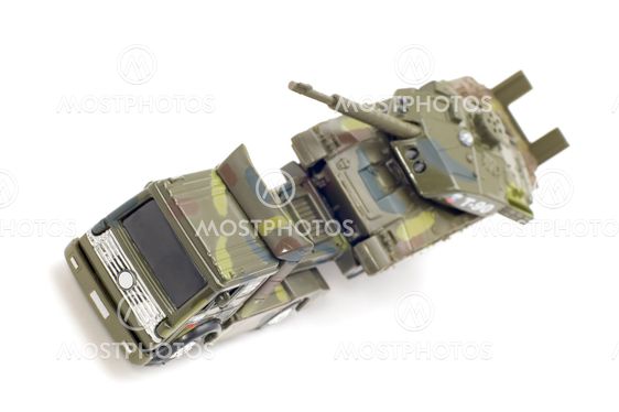 military tank with tractor