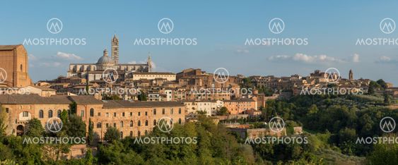Panoramic cityscape of the historical town of Siena...