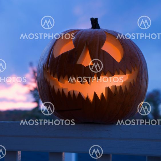 Glowing jack-o'-lantern.