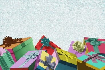 Colorful vintage style Christmas gifts