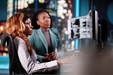 African American Female Software Engineer Coding