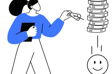 Woman Donating Money with Feather Symbol Depicting...