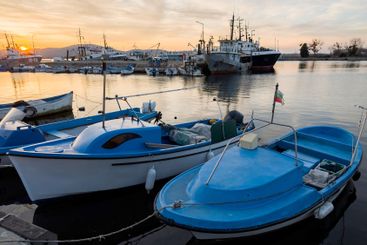 Sunset view of the port of Sozopol, Bulgaria