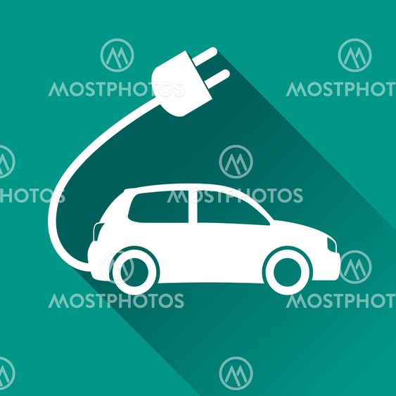 electric car flat design icon