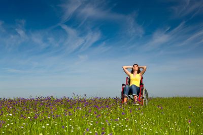 Handicapped woman on wheelchair