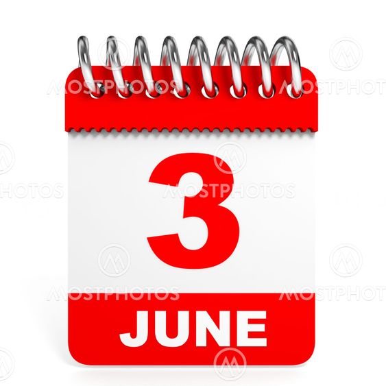 Calendar on white background. 3 June.